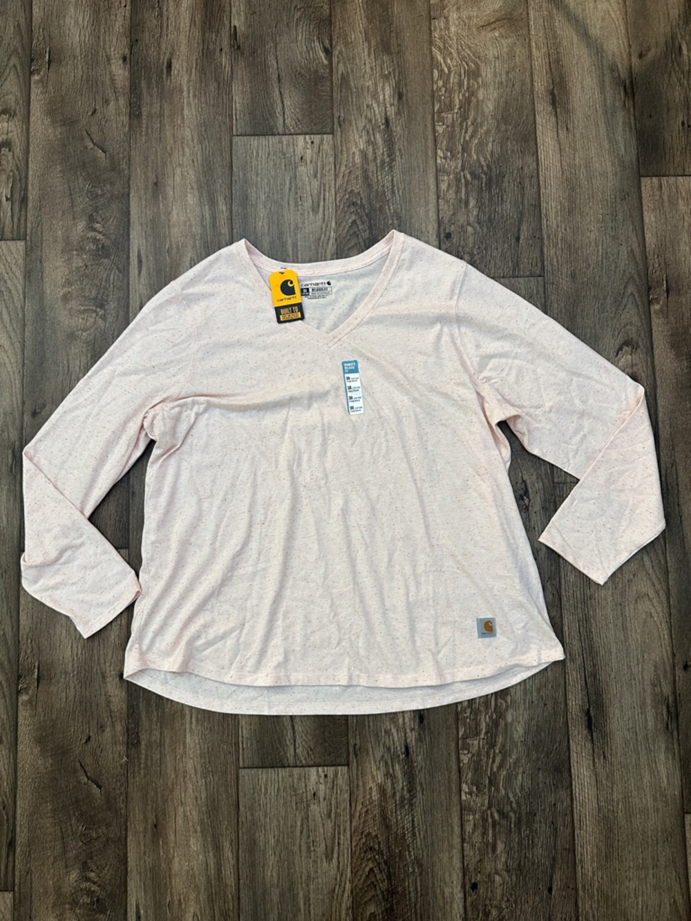 Carhartt Relaxed Fit Midweight V-Neck Long Sleeve Shirt Womens Sz 3X Light Pink